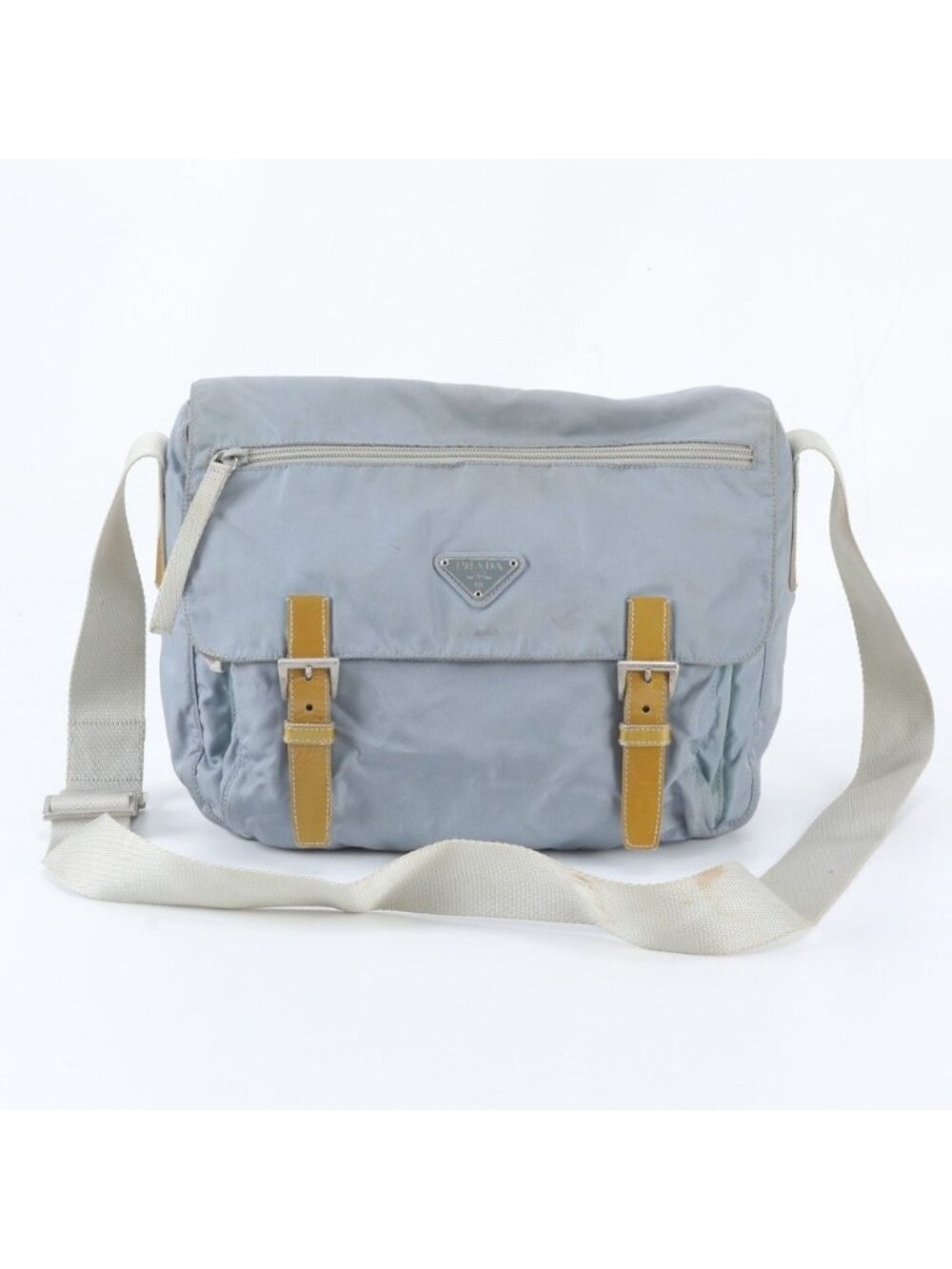 Prada Color Tessuto Nylon Triangle Logo Leather Shoulder Bag Crossbody Messenger - Picture 1 of 10